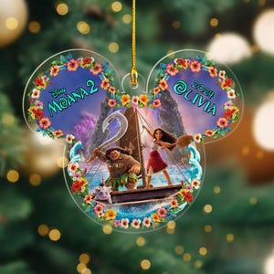 Personalized Moana Christmas Ornament, Moana 2 Movie Trending Ornament, Custom Name Island Princess Moana Xmas Ornament, Moana Ornament