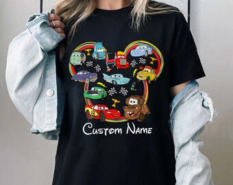 Custom Mouse Head Cars Shirt, Personalized Lightning Car And Friend Shirt, Birthday Kids Car Theme Shirt, Cars Lover Tee Gift