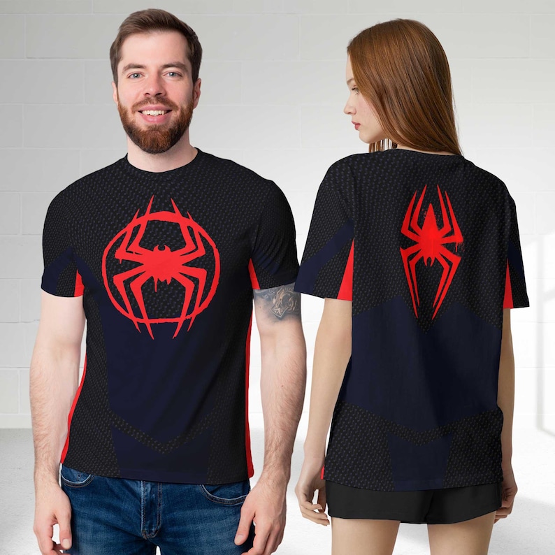 Miles Morales Spider-Man Across the Spider-Verse Cosplay Halloween Shirt, Spiderman Halloween Costume Hoodie, Spiderman All Over Printed Tee bild 4