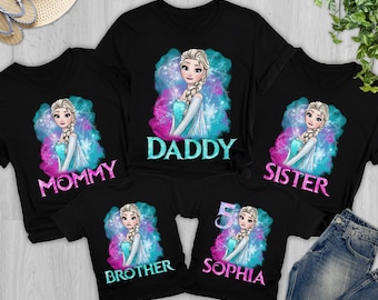 Personalized Snow Princess T-Shirt, Ice Queen Character Birthday Family Matching Tee, Gift For Princess Lover, Cute Princess Gift For Kid RE