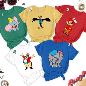 Personalized Dumbo Characters T-Shirt, Baby Elephant Movie Family Halloween Costume Matching Shirt, Dumbo Animal Birthday Gift