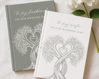 Livres de voeux personnalisés arbre coeur de couple, livres de voeux de mariage nom de couple personnalisés, journaux de cérémonie de mariage romantique, cadeaux souvenir