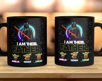 Personalized I Am Their Father Mug, Galaxy Dad With Kid Name, Star Hero Travel Mug, Happy Father's Day Coffee Cup, Birthday Gift For Dad RE