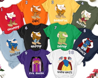 Funny Seven Dwarfs Costume T-Shirt, Snow White And The Seven Dwarfs Matching Family Shirt, Cute Seven Dwarfs Halloween Themed Shirt