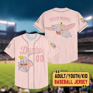 Personalized Disney Cute Dumbo Baseball Jersey, Disney Baseball Jersey Sports Team, Funny Birthday Gifts For Fans, Elephant Disney Jersey