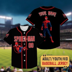 Custom Disney Amazing Spider Man Baseball Jersey, Custom Kids Youth Adult Disney Baseball Jersey, Gift For Disney Fans, Spiderman Gifts
