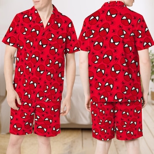 Spider Man Short Pajama Set, Spiderman Pajamas Set, Spider Man Friends Short Pajamas, Spider Man Red Halloween Pajama, Spider Man Shirt Gift
