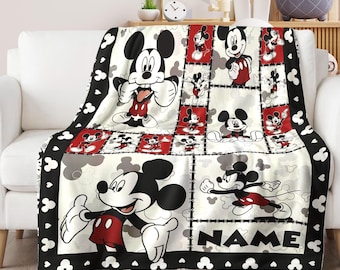 Personalized Disney Mickey Classic Blanket, Mickey Mouse Blanket, Mickey Blanket Chirstmas Gift, Cartoon Fleece Blanket, Magic Kingdom Quilt