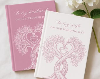 Livres de voeux personnalisés arbre coeur de couple, livres de voeux de mariage nom de couple personnalisés, journaux de cérémonie de mariage romantique, cadeaux souvenir