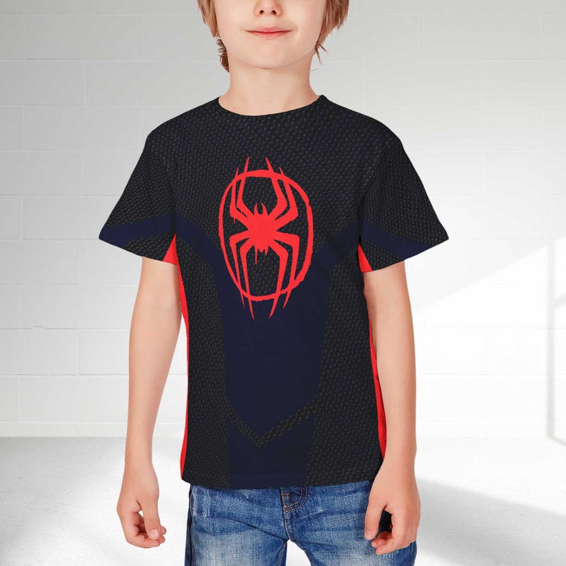 Miles Morales Spider-Man Across the Spider-Verse Cosplay Halloween Shirt, Spiderman Halloween Costume Hoodie, Spiderman All Over Printed Tee bild 5