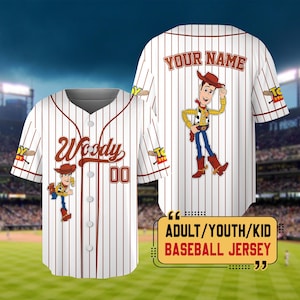 Personalized Wdw Toy Story 5 Characters Baseball Jersey, Custom Woody Buzz Lightyear Lilypad Shirts, Toy Story Baseball Team Outfit Bild 2