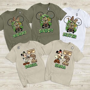 Chemise d'anniversaire personnalisée Mickey et ses amis Family Kingdom, chemise d'anniversaire garçon fille, chemise d'anniversaire safari Mickey et ses amis image 2
