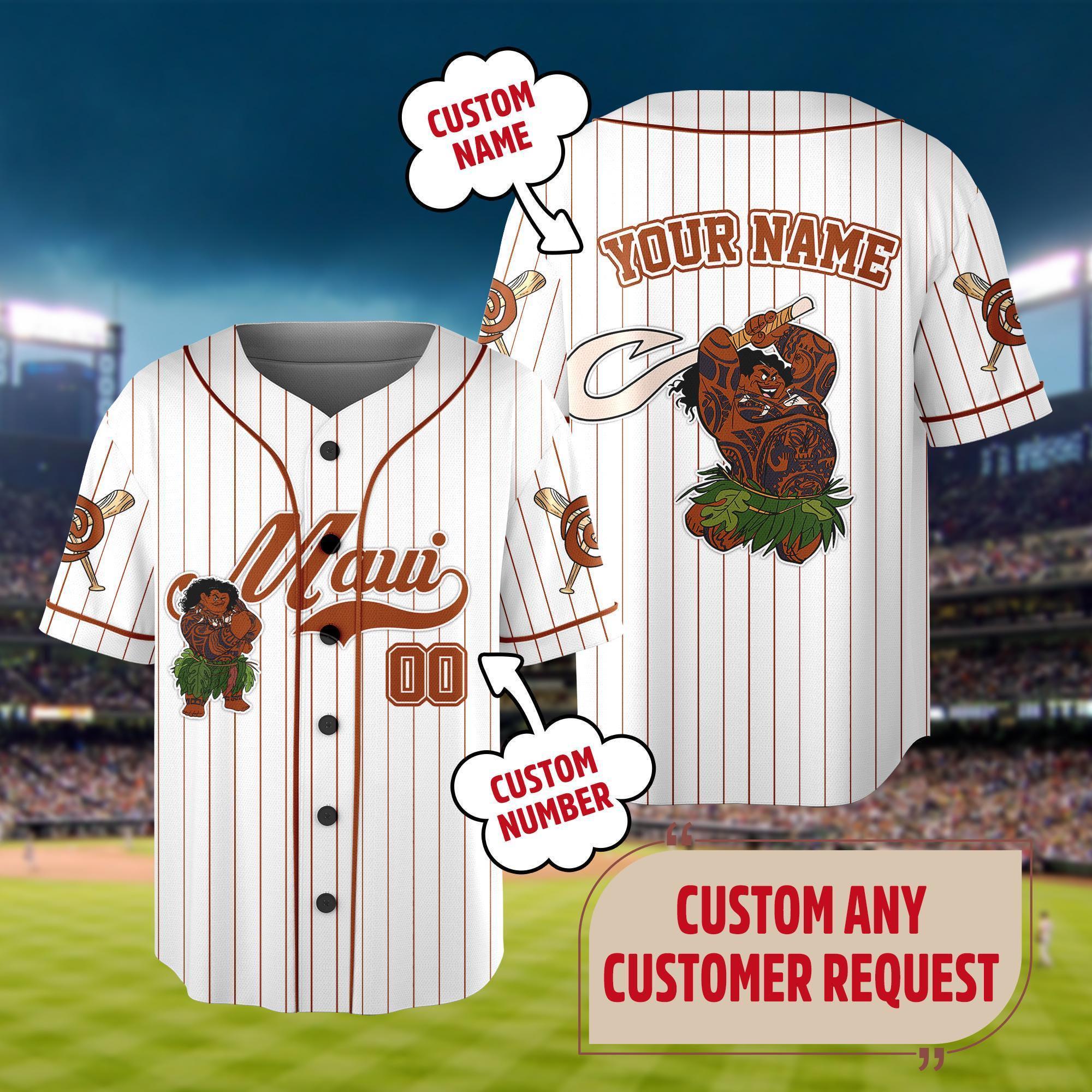 Personalized Moana Maui Baseball Jersey, Custom Name Kid Youth Adult Shirt, Magic Kingdom Trip Baseball Jersey Outfit, Birthday Boy Gift