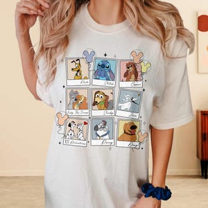 Retro Disney Dogs Polaroid Shirt, 101 Dalmatians Lady And The Tramp Pluto Stitch Pets Disney Movie Matching Tee, WDW Dog Lovers Mom Shirt