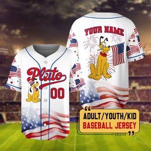 Personalized Disney 4th Of July Mickey & Friends Baseball Jersey, Custom Disneyland 4th Of July Jersey Kids, 4th July Family Matching Jersey image 6
