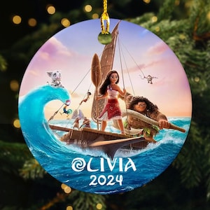 Personalized Moana 2 Princess Xmas Ornament, Custom Name Moana Movie Ornament, Moana Christmas Gift, Ornament Gift For Moana Lovers