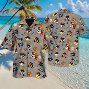 Disney Mickey And Friends Cruise Hawaiian Shirt, Mickey Pirate Hawaii Shirt, Pirates Of The Caribbean Button Up, Mickey And Friends Shirt