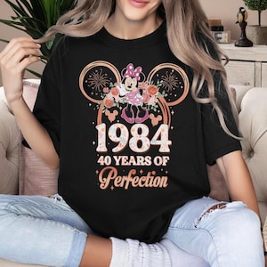 Custom Made in 1984 40 Years of Perfection Shirt, Custom Minnie Birthday Gift, Personalized 40th 50Th Birthday Gift, Funny Minnie Ears Shirt