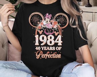 Custom Made in 1984 40 Years of Perfection Shirt, Custom Minnie Birthday Gift, Personalized 40th 50Th Birthday Gift, Funny Minnie Ears Shirt