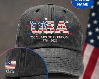 Gorra personalizada bordada del 250 aniversario de EE. UU., gorra patriótica con la bandera estadounidense, gorra de celebración de la libertad 1776-2026, gorra retro personalizada de EE. UU. 250