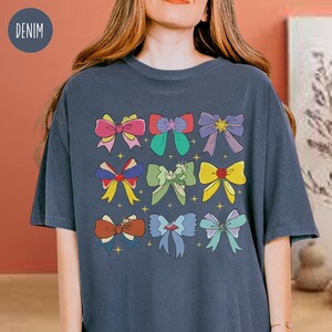 Princess Coquette Bow Watercolor Shirt, Magic Castle Sweatshirt, Aurora Ariel Belle Cinderella T-Shirt, Coquette Bow Girls Matching Tees image 3