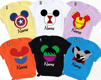 Personalized Superhero Group Shirt, Mouse Head Custom Design Shirt, Superhero Birthday Party Theme, Family Vacation Matching Tee
