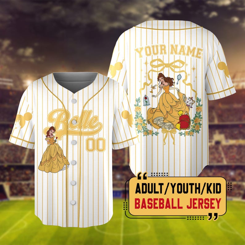 Personalized Anna Elsa Frozen Baseball Jersey, Belle Cinderella Baseball Shirt, Ariel Aurora Jersey Team, Custom Name Princess Baseball image 4
