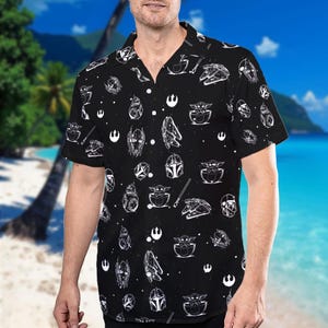 Star Wars Hawaiian Shirt, Disney May The Force Button Up Shirt, Movie Hawaiian Shirt, Men&#39;s Short Sleeve Shirt, Star Wars Hawaii Shirts