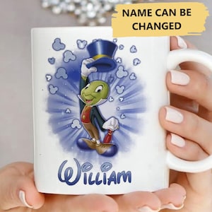 Personalized Cricket Coffee Mug, Funny Cricket Character Movie Coffee Cup, Cute Cricket Wearing Hat Mug Gift For Family, Kid Birthday Gift