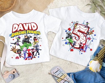 Personalized Spider and His Amazing Friends Birthday Shirt, Spider Characters Shirt, Spider Kid Shirt, Custom Toddler Birthday Shirt RE
