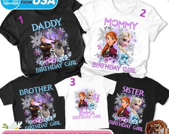 Personalized Frozen Princess Birthday Shirt, Elsa Princess Birthday Girl Matching T-Shirt, Anna Frozen Movie shirt, Elsa Birthday Kid Tee