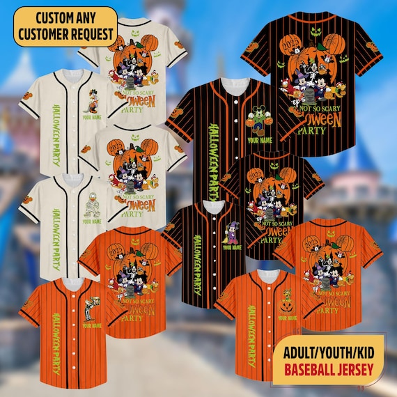 Custom Mickey's Not-So-Scary Halloween Party Matching Jersey, Disney Halloween Family Matching Baseball Jersey, Disney Halloween Jersey
