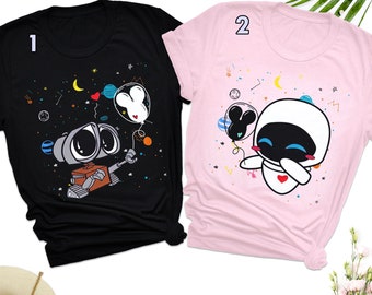 Custom Robot Couple Matching Sweatshirt, Cartoon Robot Love Story Mouse Balloon Valentine Shirt, Valentine Gift For Her, Gift For Him