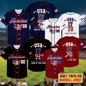 Retro 4th of July Baseball Jersey, 1776 America Land of The Free Baseball Jersey, USA Flag Themed Jersey Outfit, Independence Day Shirt