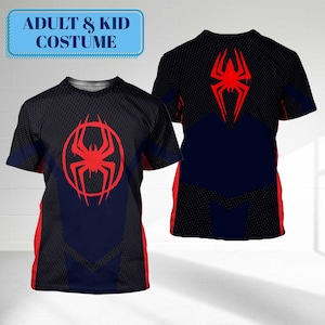 Miles Morales Spider-Man Across the Spider-Verse Cosplay Halloween Shirt, Spiderman Halloween Costume Hoodie, Spiderman All Over Printed Tee bild 1