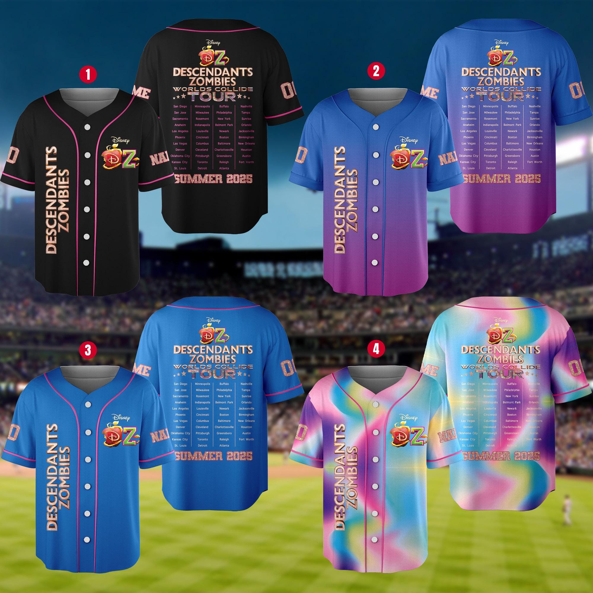 Discover Personalized Disneyyy Descendantss Zombies Summer Tour 2025 Jersey, Custom Descendantss Zombies Worlds Collide Tour