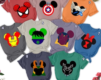 Funny Superhero Mouse Ears Matching Shirt, Superhero Lover Matching Family Shirts, Hero Family Trip Shirts, Superhero Friends Group Tee