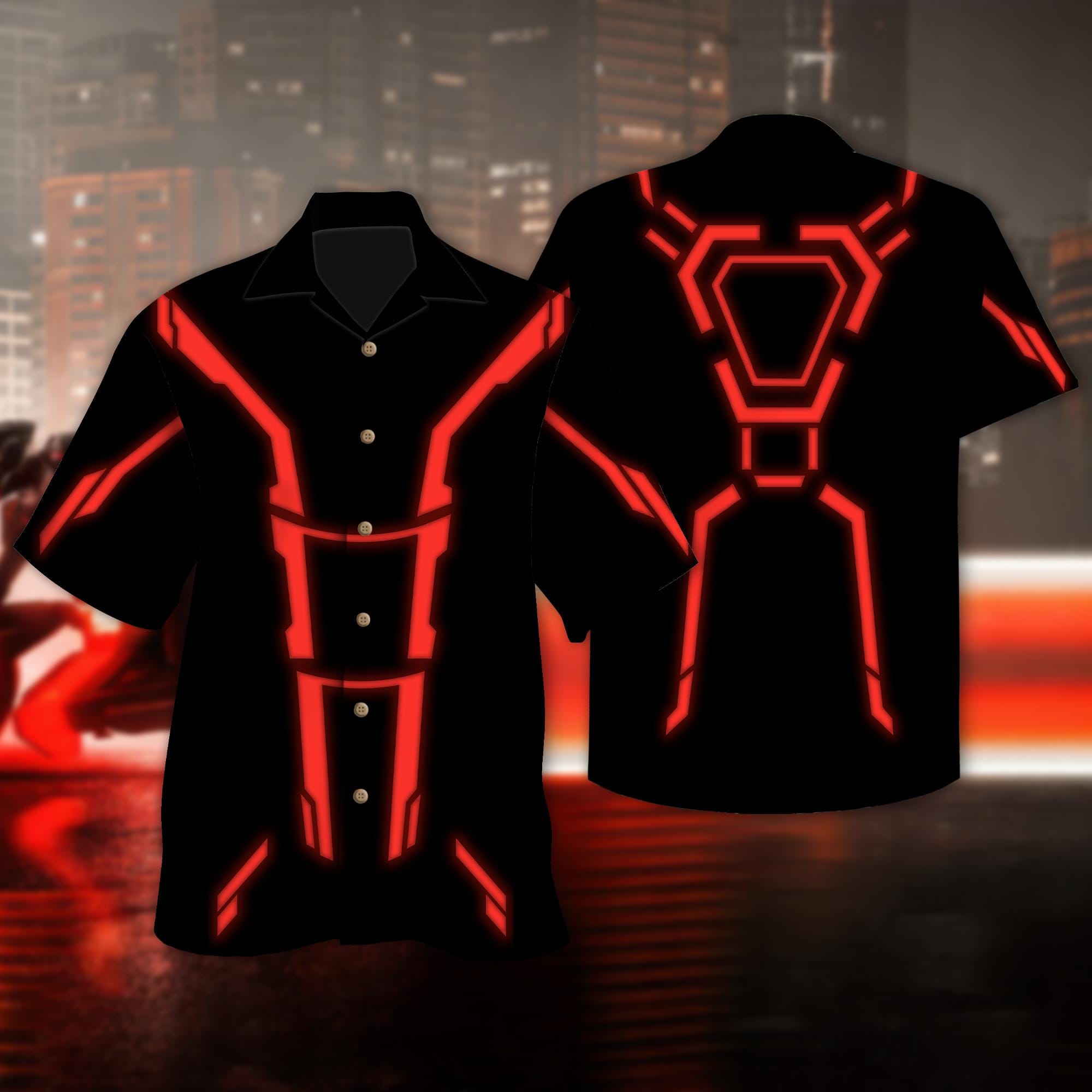 Discover Disney Tron Ares Cosplay Halloween Hawaiian Shirt, Tron Ares Magic Kingdom Halloween Button Up, Disney World Roller Coaster Shirt