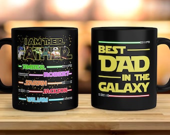 Personalized Dad Mug, I Am their Father Custom Kid Names Lightsaber Mug, Father's Day Gift, Dadalorian Coffee Cup, Best Dad Mug RE