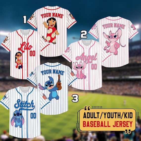 Personalized Wdw Lilo And Stitch Baseball Jersey, Custom Kid Youth Adult WDW Baseball Jersey, Stitch Jersey, Birthday Gift For Fan