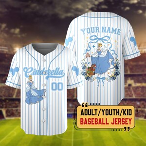 Personalized Anna Elsa Frozen Baseball Jersey, Belle Cinderella Baseball Shirt, Ariel Aurora Jersey Team, Custom Name Princess Baseball image 6