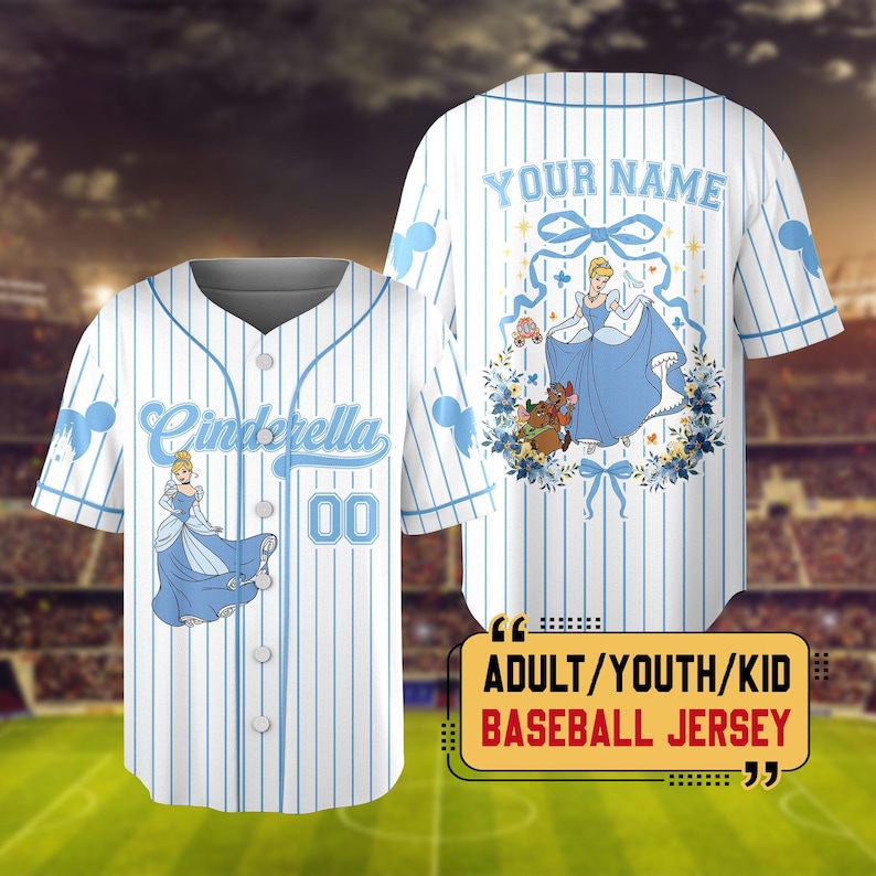 Personalized Anna Elsa Frozen Baseball Jersey, Belle Cinderella Baseball Shirt, Ariel Aurora Jersey Team, Custom Name Princess Baseball image 6