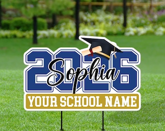 Letrero de graduación personalizado para el año 2026, decoración de jardín personalizada para la graduación, decoración de jardín para la promoción de 2026, letrero de graduación con estacas.