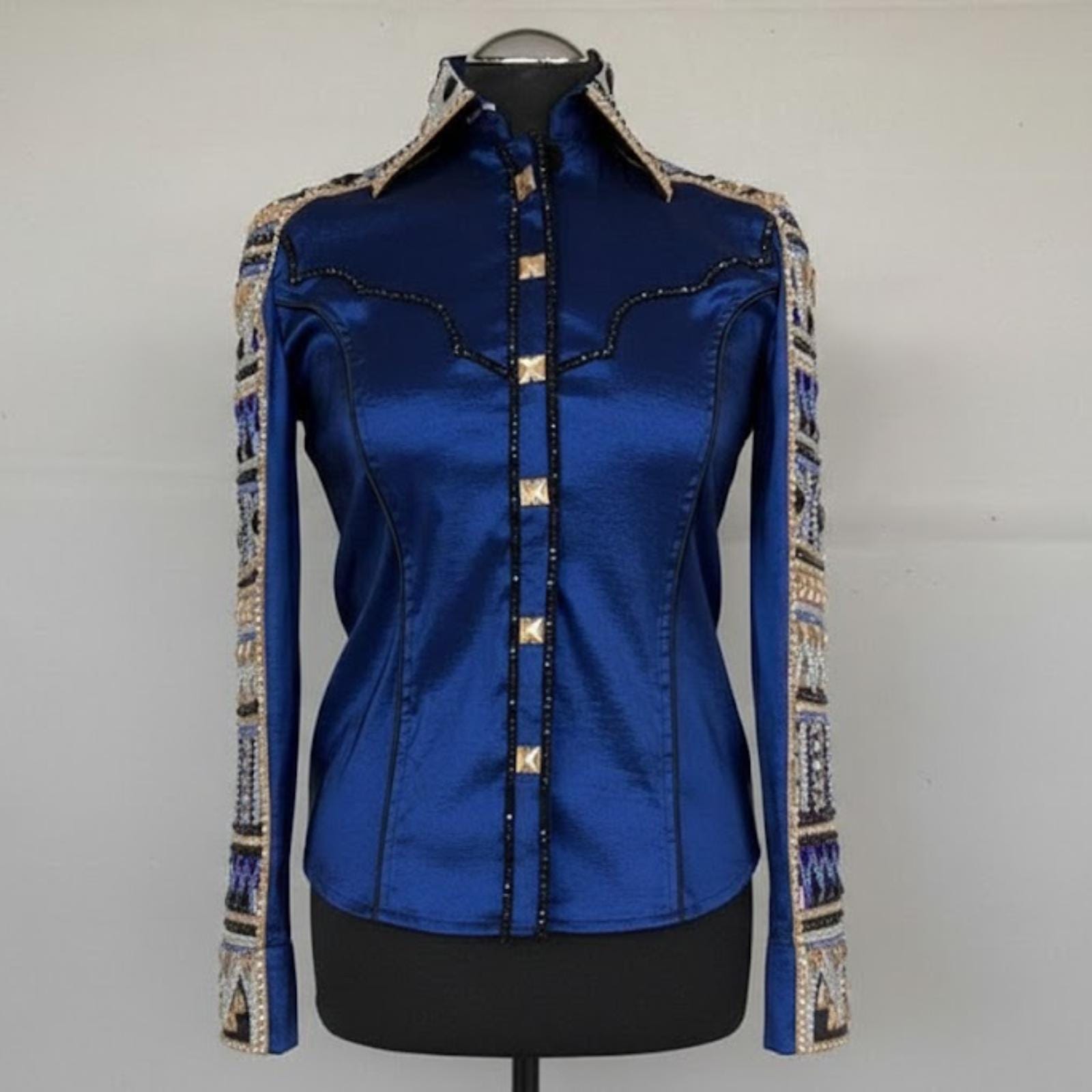 Chemise Western Bleue Royale Zippée Cachée Taille M/L Neuve