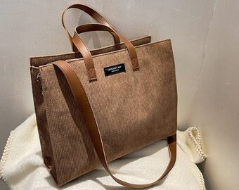 Corduroy Large-capacity Generous Bag | Work Bag |Shoulder bag |Reuseable Foldable Eco Friendly | Canvas Bag | Canvas Tote Bag |Cross Bod