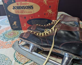 Vintage Canadian Ice‎ Skates Size 8 Brown Leather Deadstock 1960s Leather Ice Skates: Canadian Rocket, Mod  main image 3