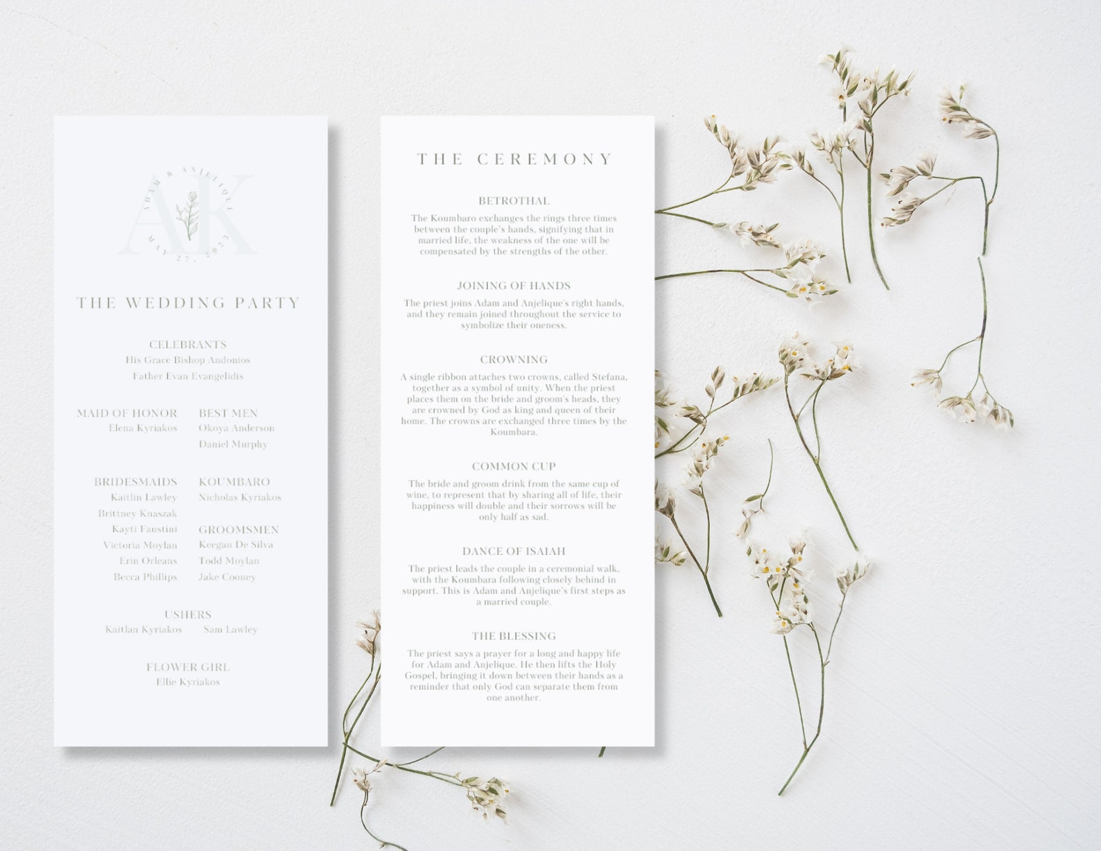 Customized Greek Orthodox Wedding Program Template | Simple, Minimalist ...