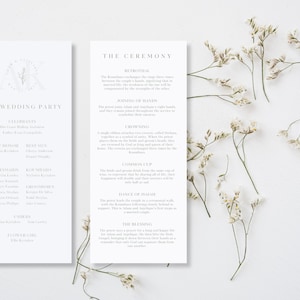 Modello di programma di matrimonio greco-ortodosso / Design semplice, minimalista ed elegante / Facile da personalizzare e stampare