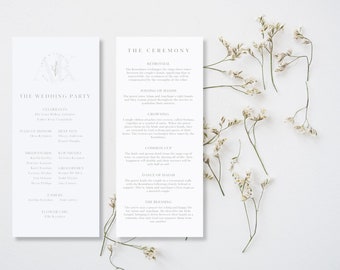 Greek Orthodox Wedding Program Template | Simple, Minimalist Elegant Design | Easy to Customize and Print