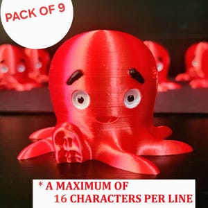 Virgin Voyages octopus. Pack of 9 octopus. Silk Red.